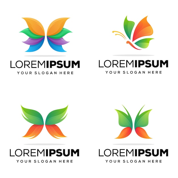 set modern butterfly logo design