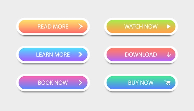 Set of modern buttons for website and ui. collection gradient buttons. icons.