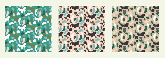 Set of modern camouflage seamless pattern ,vector abstract pattern design