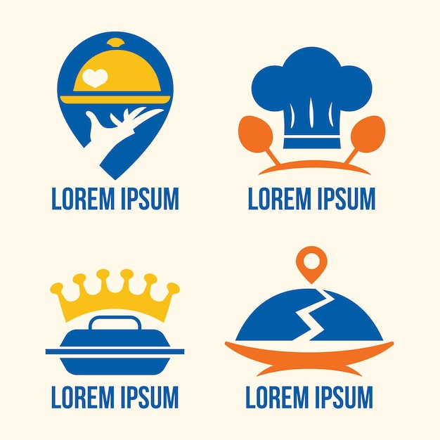 Set of Modern Catering Service Badges Insignia