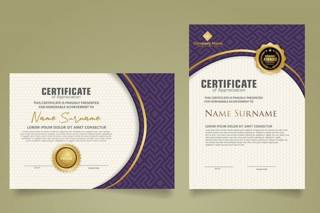 Set modern certificate template