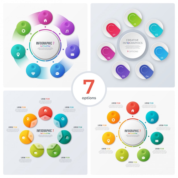 Set of modern circle charts and infographics