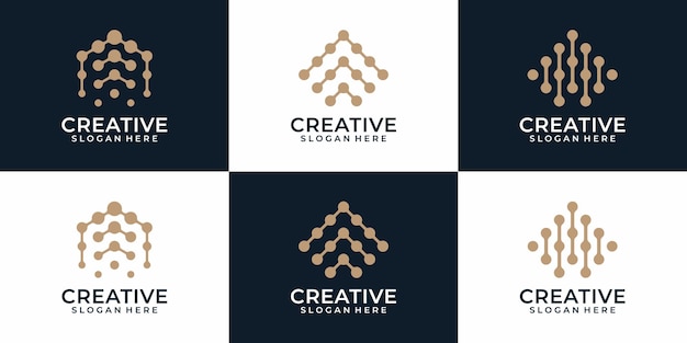 Set di moderna linea circolare lettera un logo design vector logo design