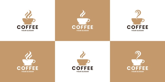 Set di modello di logo moderno negozio di caffè. caffetteria simbolo negozio etichetta aziendale