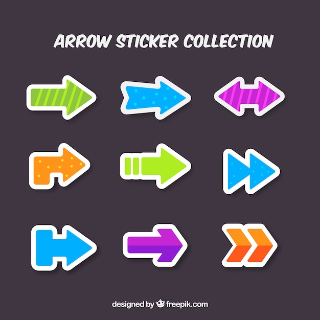 Set of modern colored arrow stickers