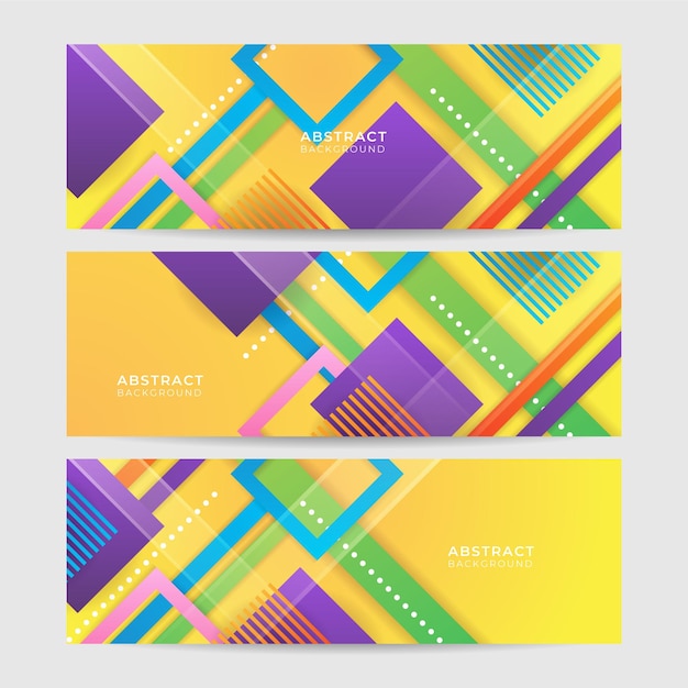 Set of modern colorful geometrical abstract banner background business or technology presentation design template brochure or flyer pattern or geometric web banner