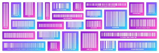 Vector set of modern colorful product barcodes identification tracking code serial number product id with