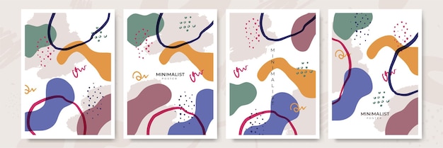 Set of modern colorful vector collages with hand drawn organic shapes and textures Trendy contemporary design perfect for prints flyers banners brochure invitations branding design covers
