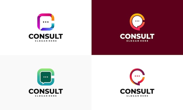 Vector set of modern consulting agency logo template designs