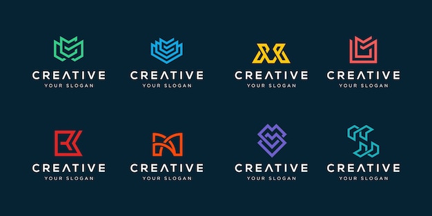 Set of modern corporate identity bundle logo design inspirations template