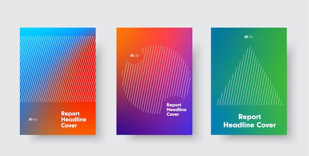 Vector set of modern covers with gradient and geometric shapes. design templates with abstract elements.