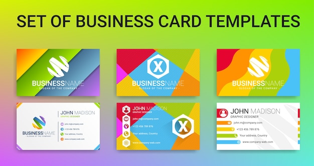 Set of modern creative colorful business card templates