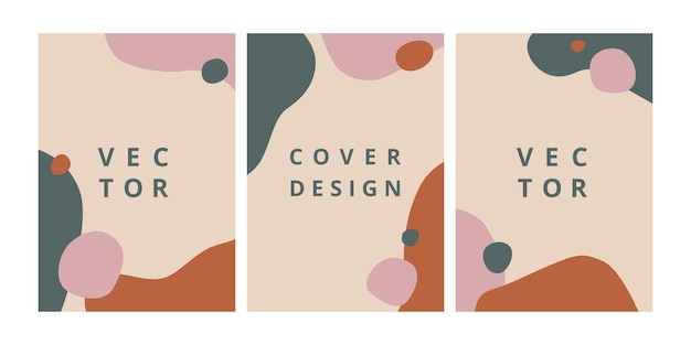 Set of modern design template with abstract organic shapes in pastel colors