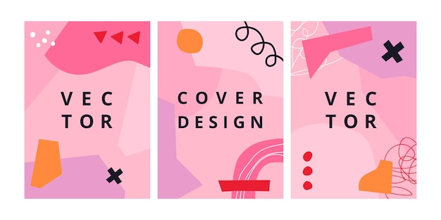 Set of modern design template with abstract shapes in scandinavian style Funny background