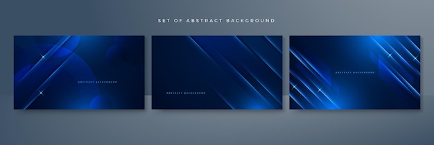 Set of modern digital business technology dark blue abstract design background with lines waves speed lights motion data concept science element cyberspace shapes and connection lines