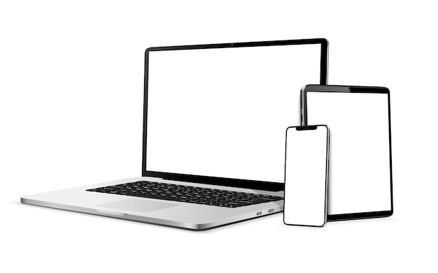 Set of modern digital devices for responsive web design presentation