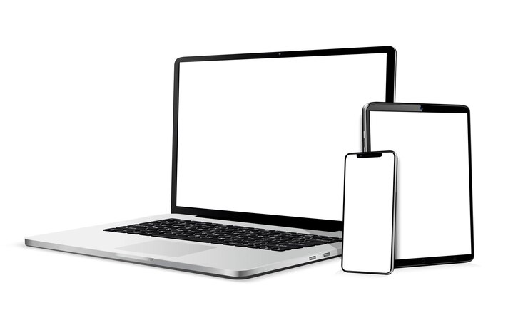 Vector set of modern digital devices for responsive web design presentation