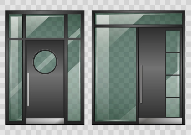 Vector set of modern entrance doors