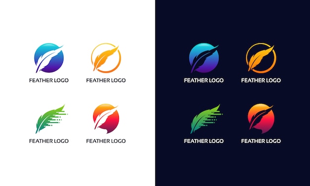 Set di modern feather logo