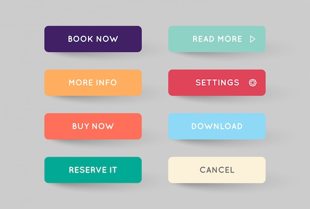 Set of Modern Flat App or Game Buttons 