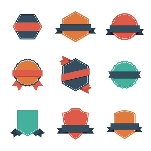 Vector set of modern flat design style badges. vintage label and badges