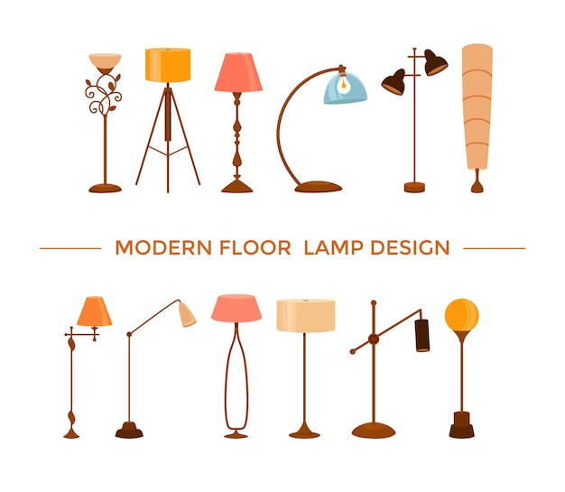 Set of modern floor lamp designs