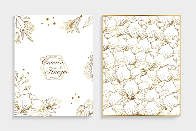 Set of modern floral luxury wedding invitation design or card templates for business