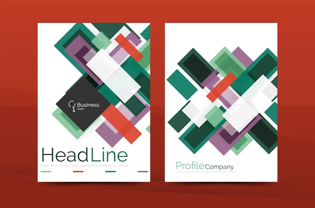 Set of modern geometric business annual report covers