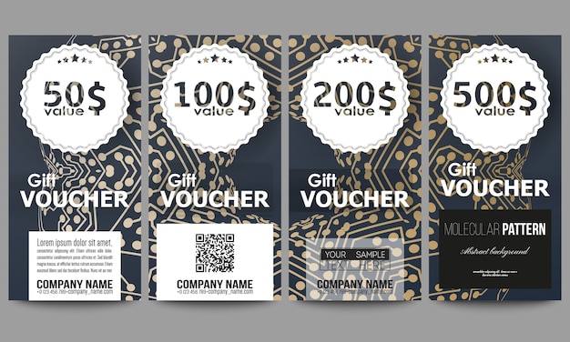 Set of modern gift voucher templates.