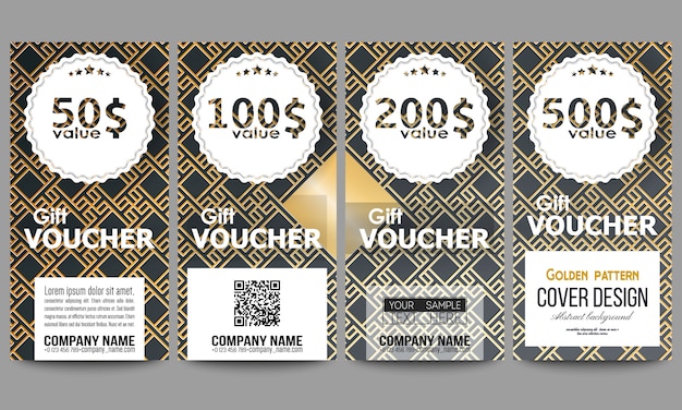 Set of modern gift voucher templates.