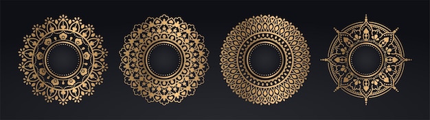 Set of modern golden mandala collection