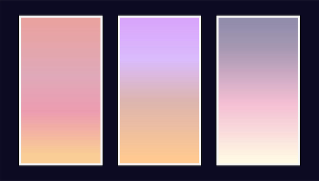 Set modern gradients in abstract sunset and sunrise sea blurred background templates