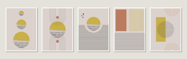 Set of modern hand painted geometric illustration