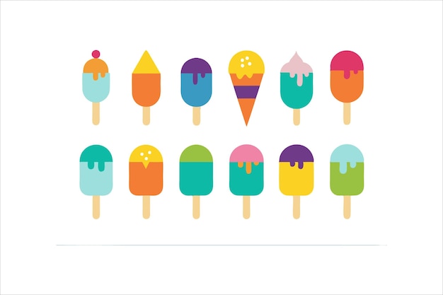 a set of modern icecreams vector art illustration
