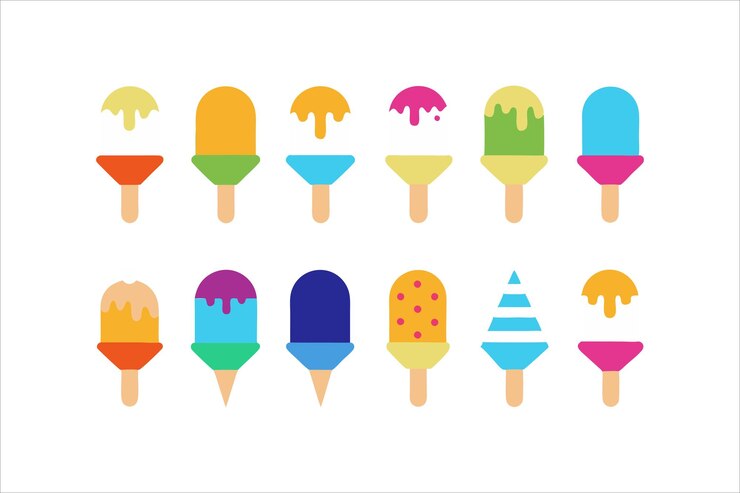 Vector a set of modern icecreams vector art illustration