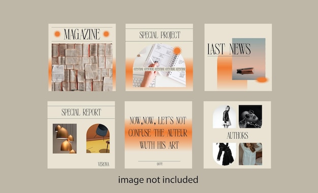 Vector set of modern instagram post for blogshop