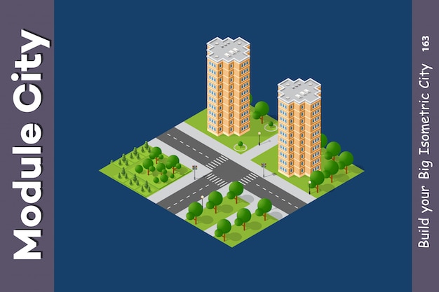 Set of modern isometric buildings