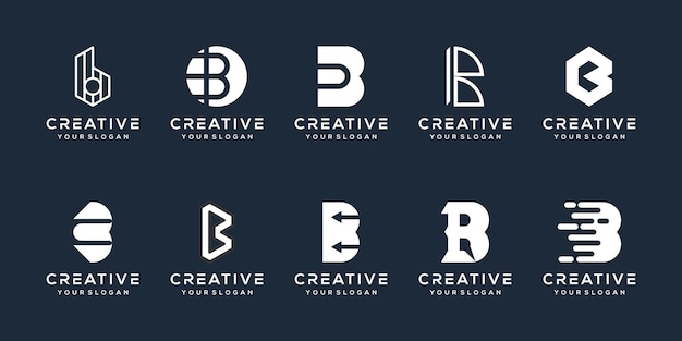 Imposta il design del logo della lettera b moderna