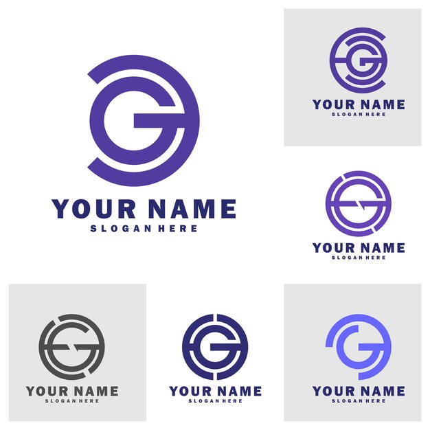 Set of Modern letter EG logo design vector Creative EG logo concepts template