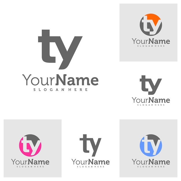 set of modern letter ty logo design vector creative ty logo concepts template