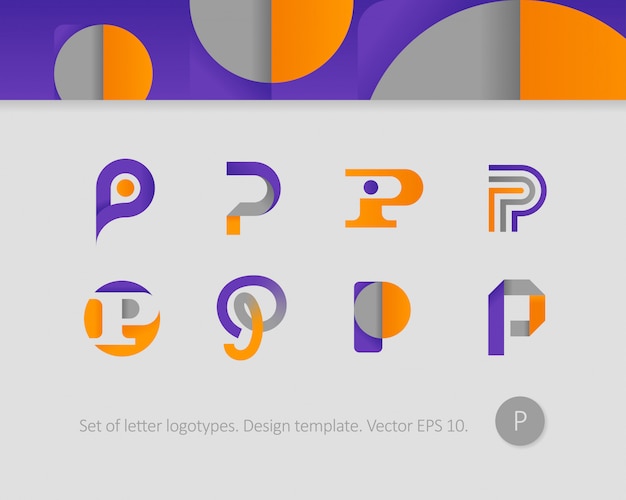 set of modern letters logotypes