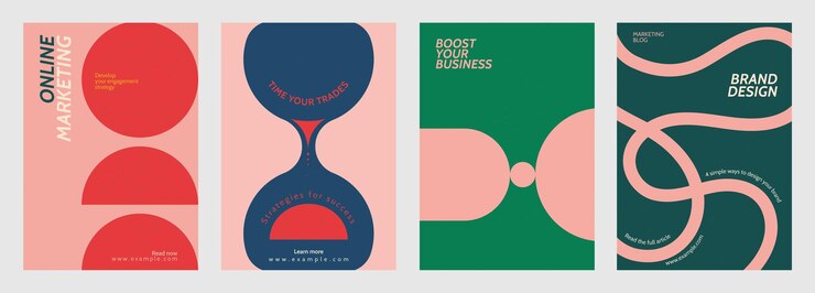 Vector set of modern marketing posters and abstract designs retro pastel branding template vector set