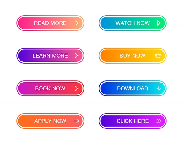 Set of modern material style buttons for website, mobile app and infographic . different gradient colors. modern  flat style