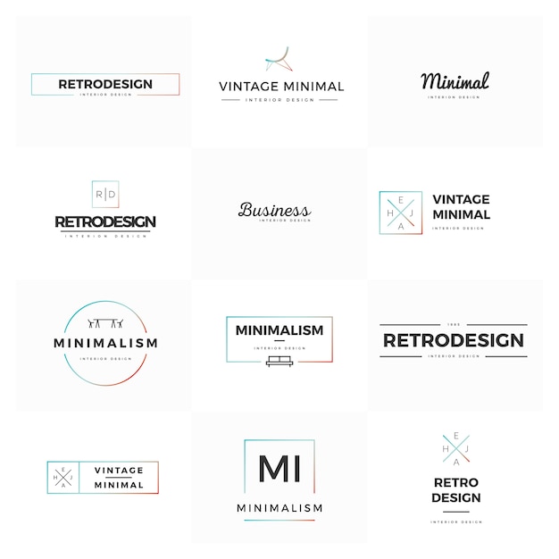 Set of modern and minimal vintage vector logos