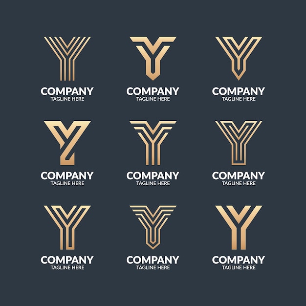 Set of Modern Monogram Letter Y Logo Design Template