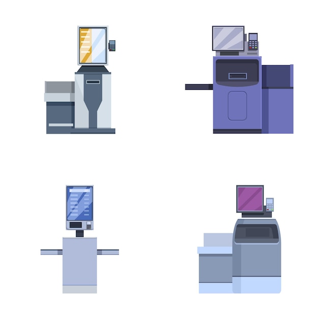 set of modern office copiers and printers