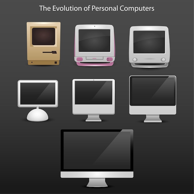 Vector set of modern and old computers