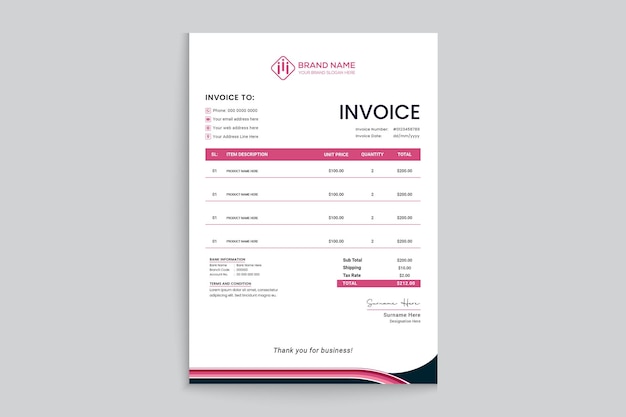 Set of modern professional invoice design