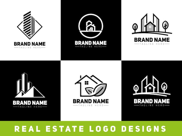 Set of modern real estate Construction Architecture Building logo design