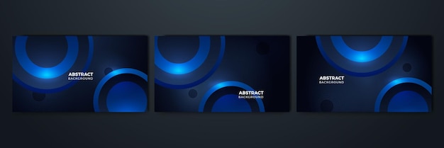 Set of modern realistic blue with shadow abstract design background